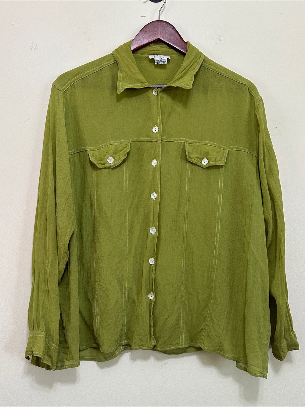 Lightweight Olive Green Button-Down Shirt